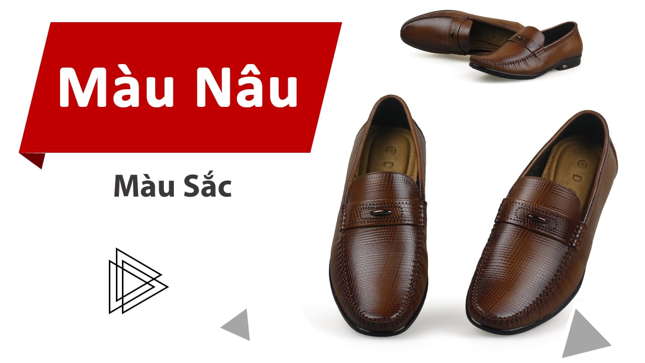 Giày lười nam kẻ caro màu nâu mã GL2001N